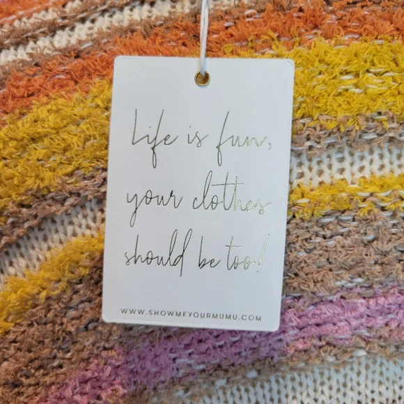 NWOT! Show Me Your Mumu Sue Cuffed Sweater Fall Striped Knit SZ M - Picture 9 of 13